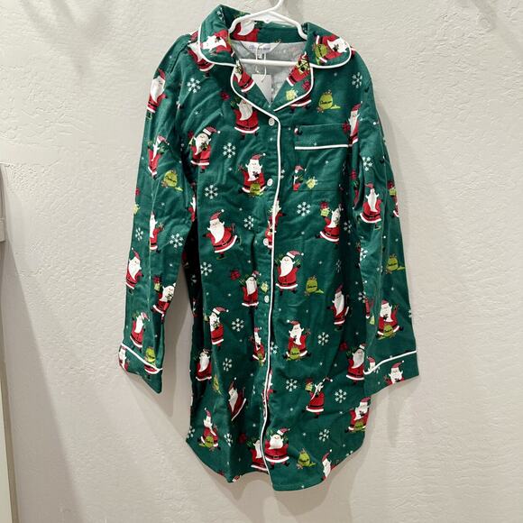 NWT The Company Store Green Santa Family Matching Flannel Nightshirt Pajamas - Picture 1 of 7
